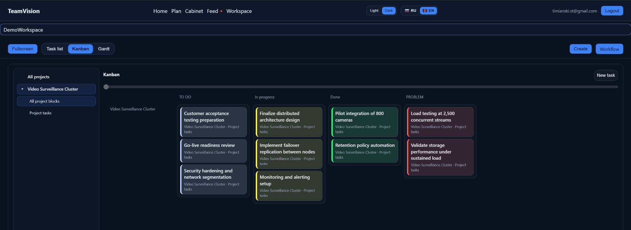 Kanban interface preview